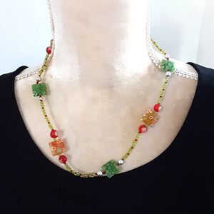 Colorful handcrafted beaded 16" necklace wire base seed beads